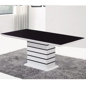 Trpezarijski sto N-166 NORDIC Crno - beli , kaljeno staklo